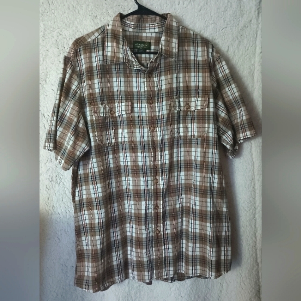 Eddie Bauer Shirt Sleeve Casual Button Down Shirt Men's Size Extra Large